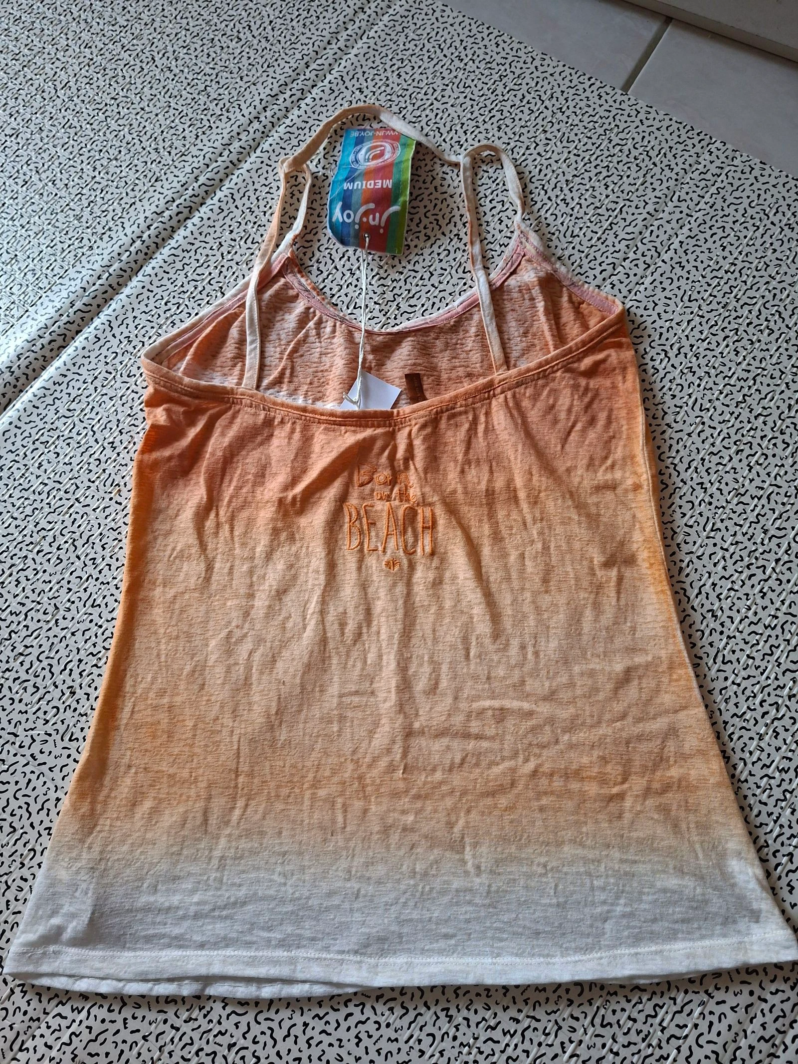 Jn Joy orange gradient white tank top "Magnifique" New with tag – Size M – photo 7